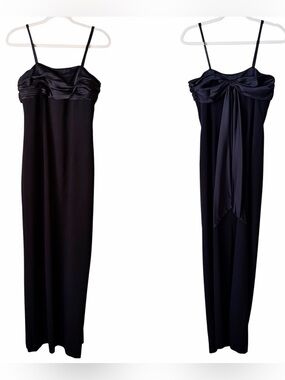 Lauren Ralph Lauren Evening | Long Evening Dress Ruched Bust Bow Back Black SZ 6